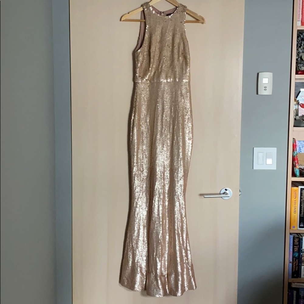 Sparkly Sequin Rose Gold Full Length Dress